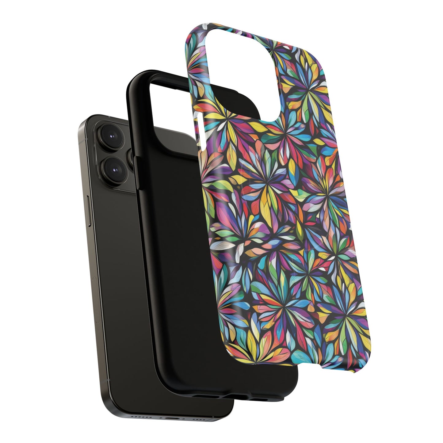Prism Petal Burst Tough Magnetic iPhone Case, Colorful iPhone Case, Unique Gift for Flower Lovers, Stylish stained Glass Accessory