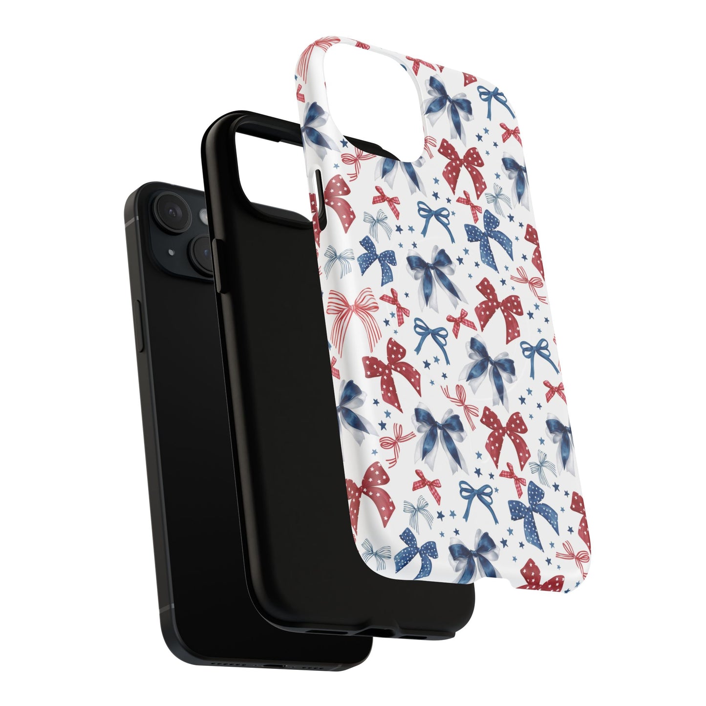 Patriotic Coquette Tough iPhone Magnetic Case, Stylish Gift for Her, Summer Celebrations, Cute Bow Design