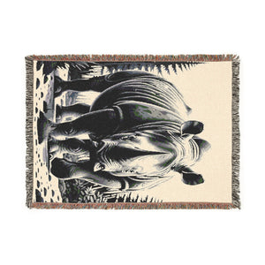 Rhino Illustration Tapestry Woven Blanket