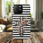 Grace in Bloom Tough Magnetic iPhone Case with Floral Cross Design, Boho iPhone Cover, Striped iPhone Case, Unique Religious Gift, Trendy Cell iPhone Accessory.