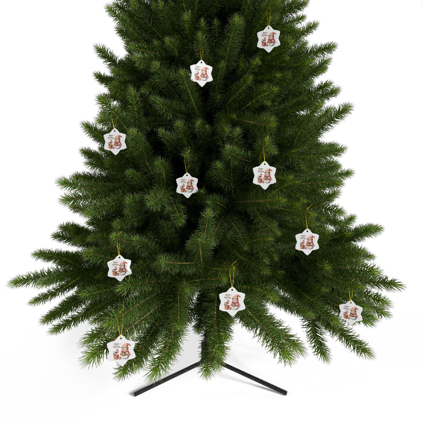 Snowman Ceramic Ornaments, 2-Side Print, (1pc, 3pcs, 5pcs, 10pcs)