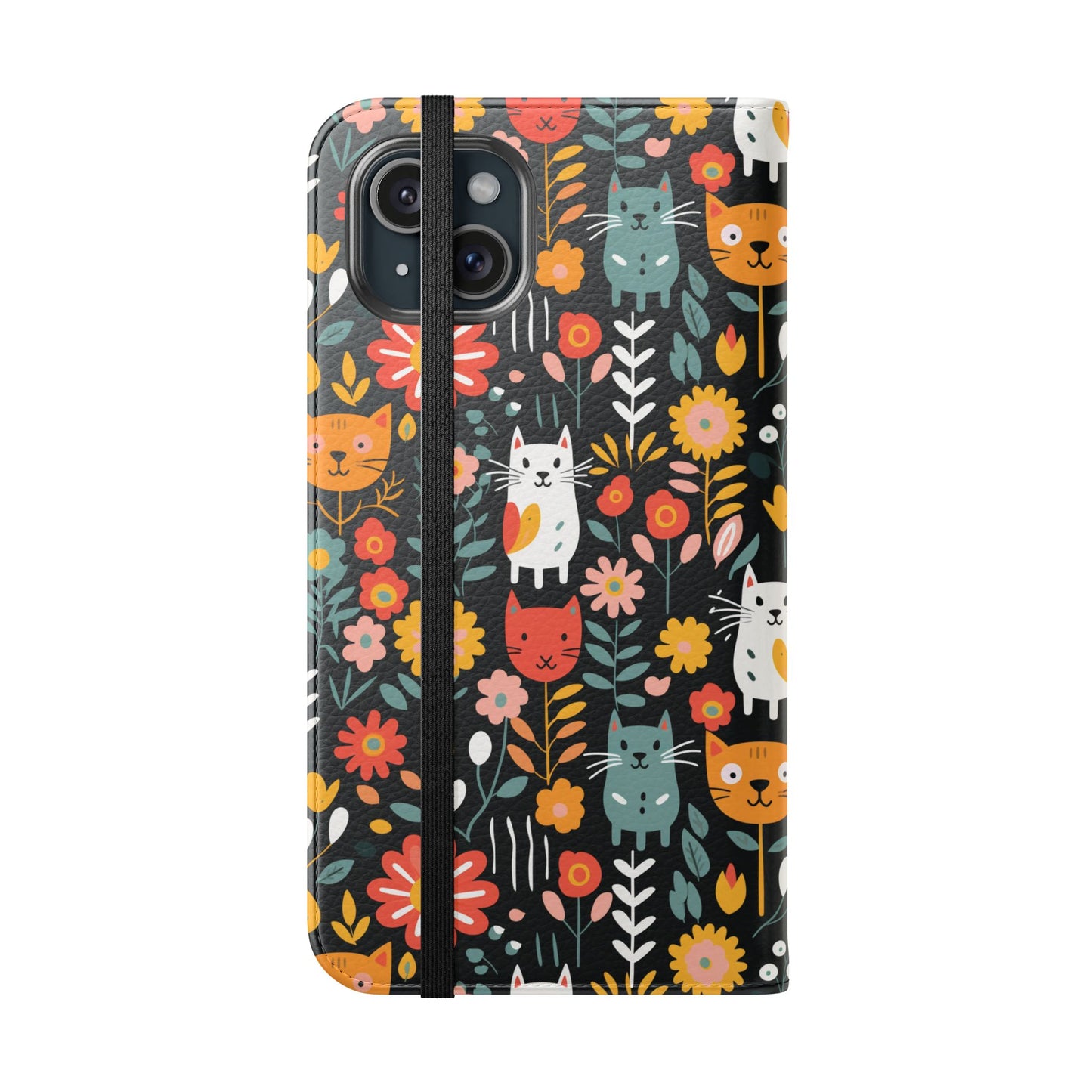 Whimsical Feline Garden iPhone and Samsung Flip Cases
