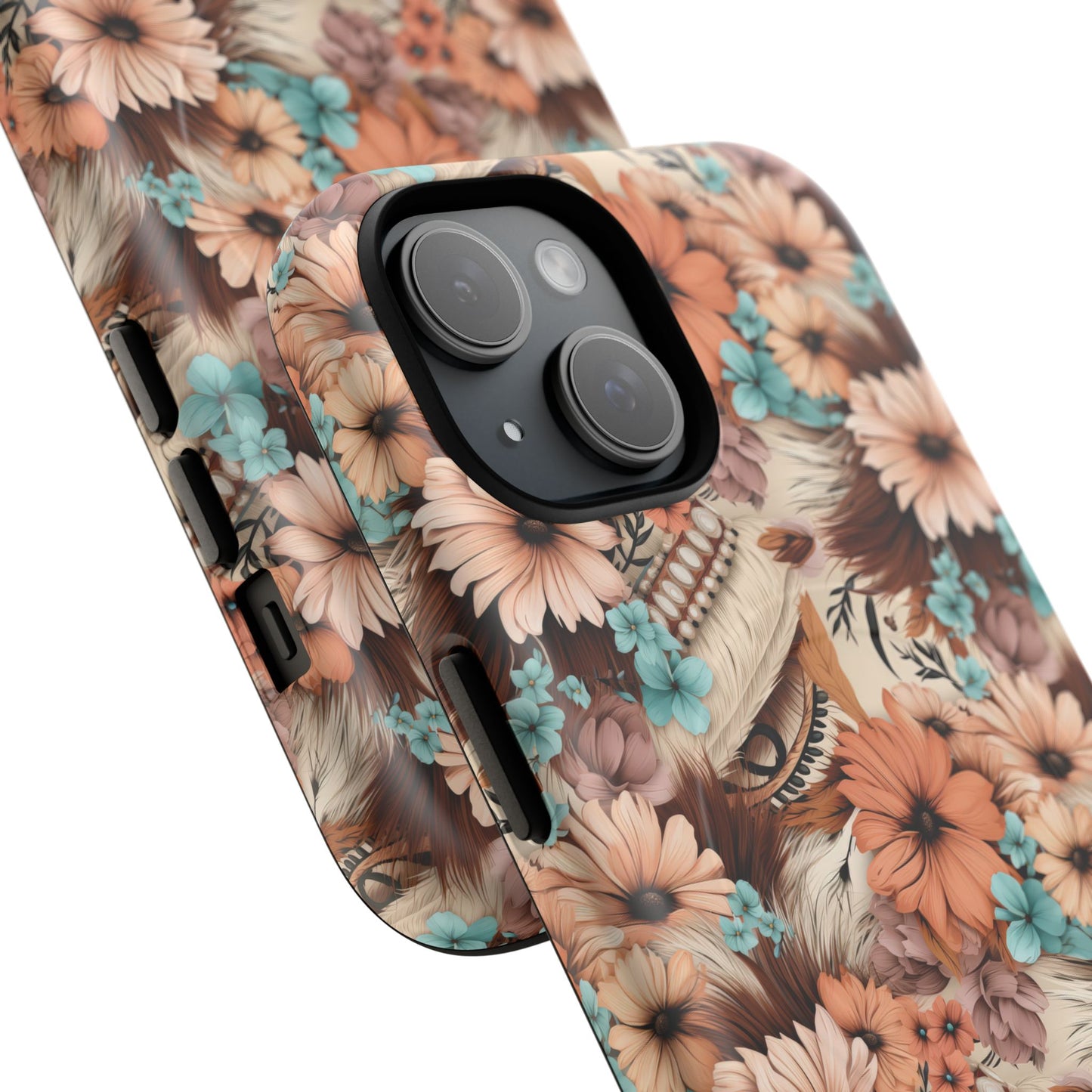 Spirit in Bloom Tough iPhone Magnetic Cases, Cute iPhone Accessories, Flower Design, Gifts for iPhone 14, 15, 16, 17, Pro Max, Boho Style, Western Style