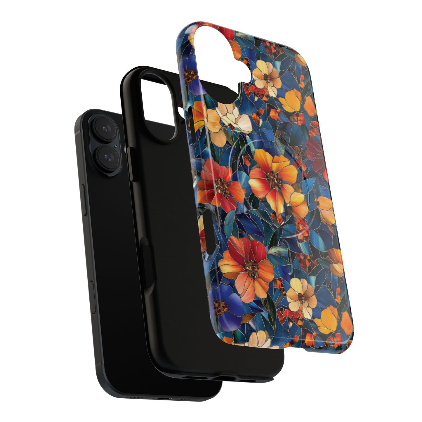 Cathedral Petals Tough Magnetic iPhone Case, Durable, Stylish, Unique Floral Design, Gifts for Her, Birthday, Everyday Use, Stained Glass iPhone Case.