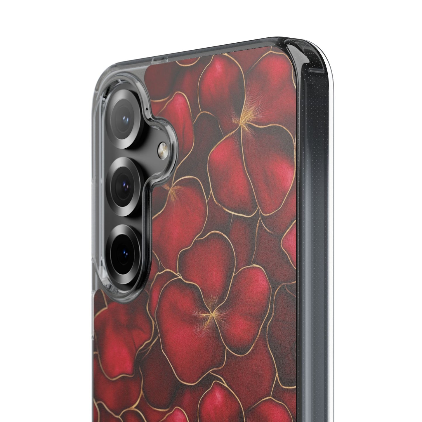 Velvet Petal Noir Floral Petal Clear Impact-Resistant iPhone and Samsung Case.