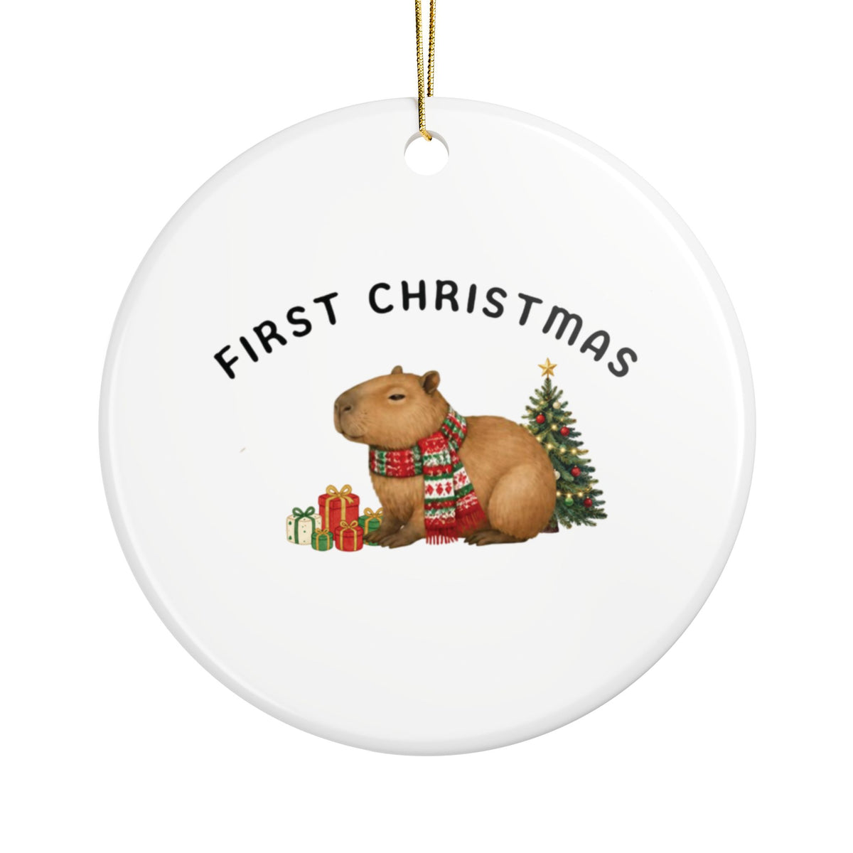 Baby’s First Christmas Capybara Ceramic Ornament – Personalized 2026
