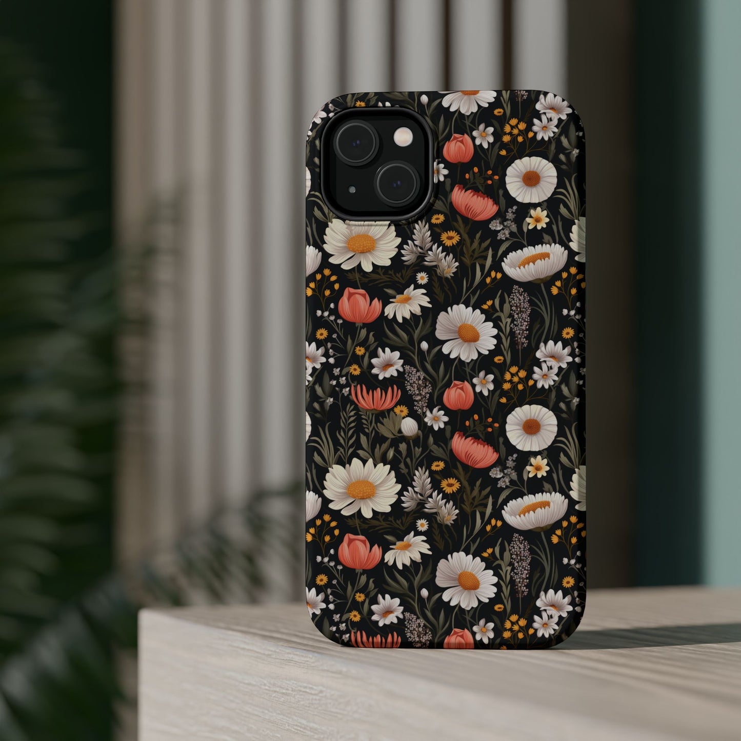 Blossom Elegance: Noir Garden Magnetic Tough iPhone Cases