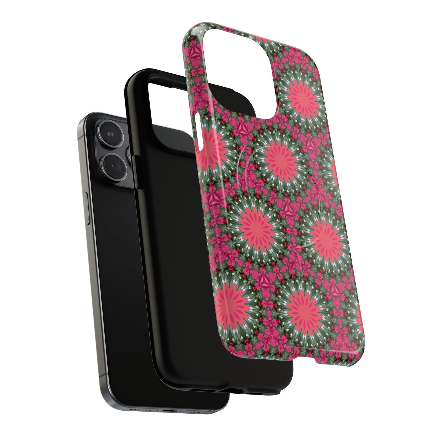 Floral KaleidoBloom iPhone Case, Tough Magnetic Cases, Floral iPhone Cover, Stylish Tech Accessory, Durable Design, Vibrant Gift Idea