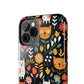 Personalized Whimsical Feline Garden Tough Phone Case — Custom Name iPhone & Samsung