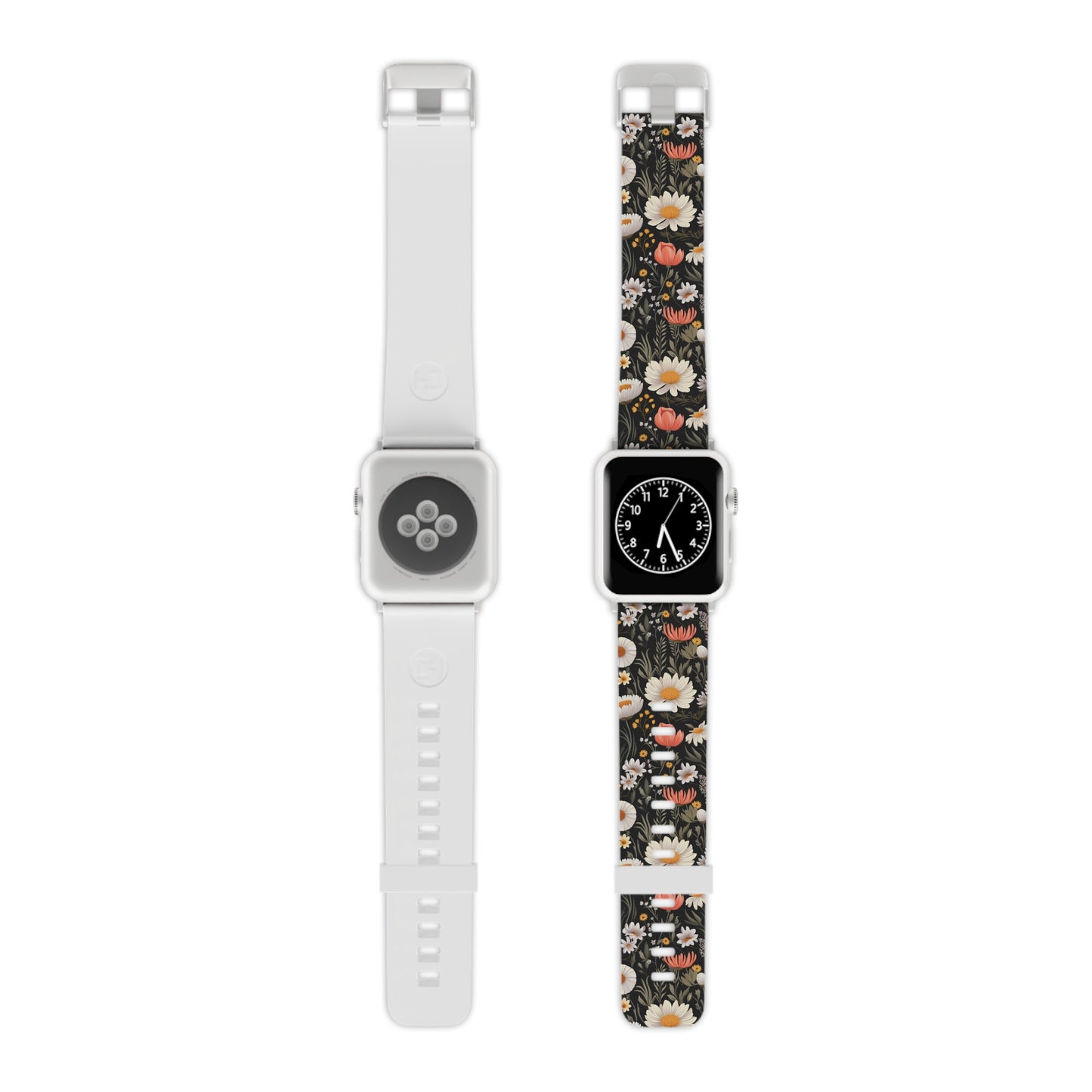Blossom Elegance: Noir Garden Floral Pattern Apple Watch Band - Stylish & Comfortable