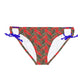 Red Tropical Bliss Loop Tie Side Bikini Bottom (AOP)