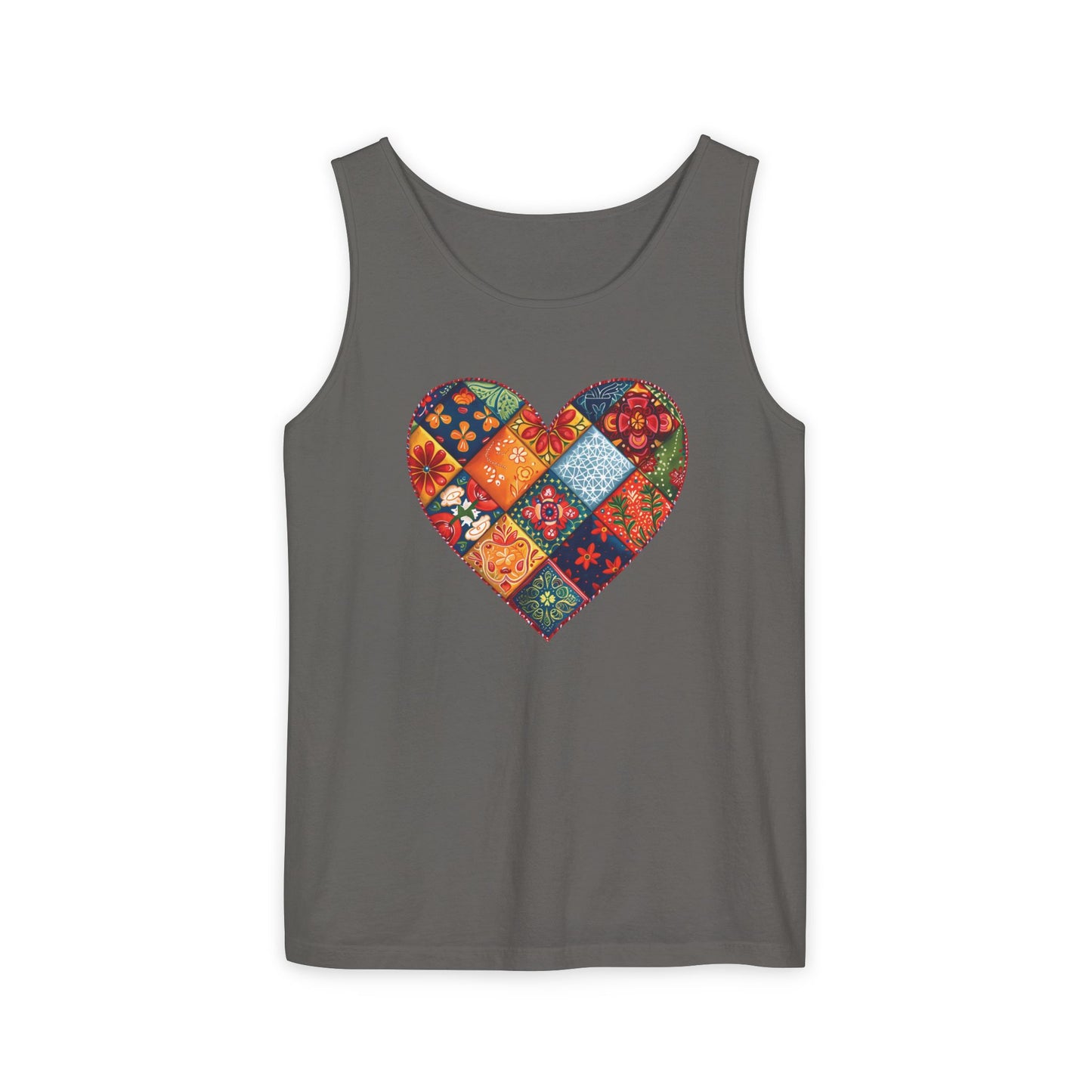 Patched Hearts Unisex Garment-Dyed Tank Top