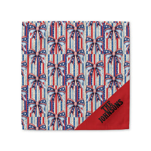 Patriotic Bow Cotton Napkin – Personalized 'The Johnsons' Fourth of July Table Linen