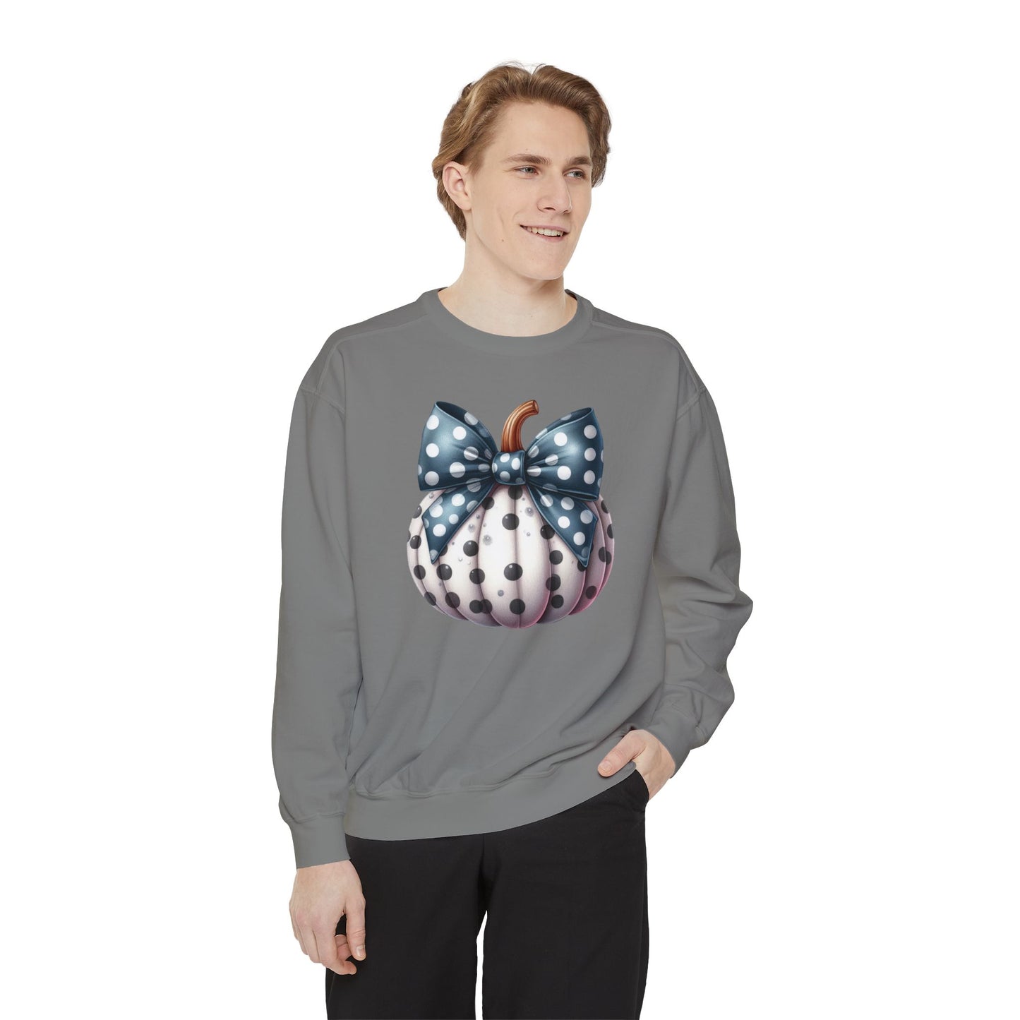 Polka Dot Pumpkin Charm Unisex Garment-Dyed Sweatshirt