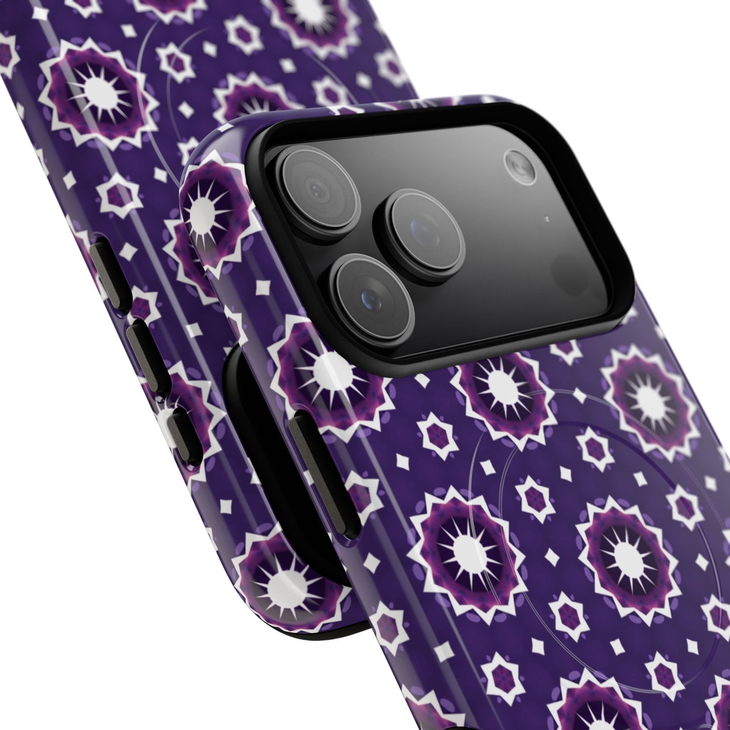 Violet Nova Bloom Stylish Tough Magnetic iPhone Case, Purple Floral iPhone Cover, Durable Cell iPhone Protector, Gift for Her, Mother's Gift
