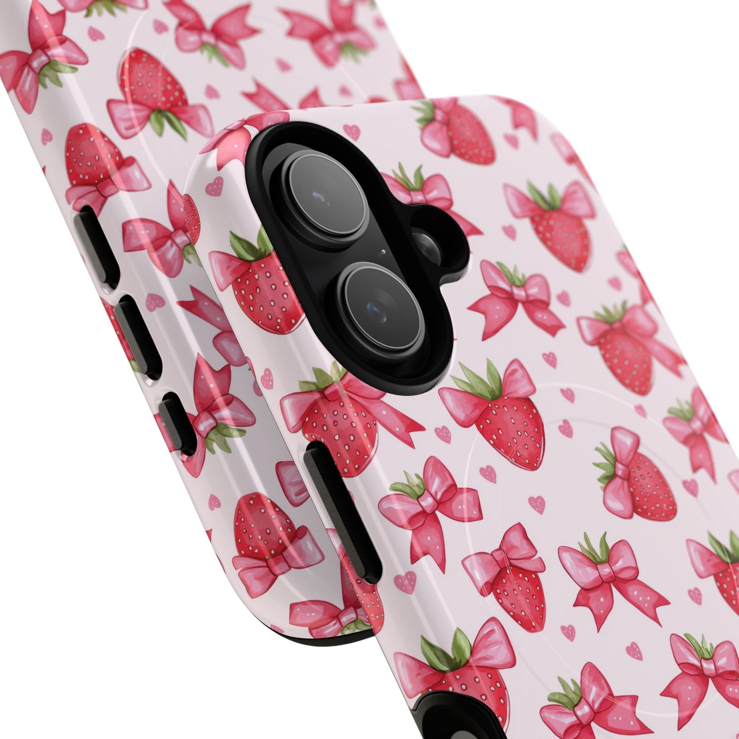 Strawberry Coquette Sweetheart Magnetic iPhone Case, Cute iPhone Cover, Gift for Her, Floral Tech Accessory, Stylish Protection, Mother's Day Gift