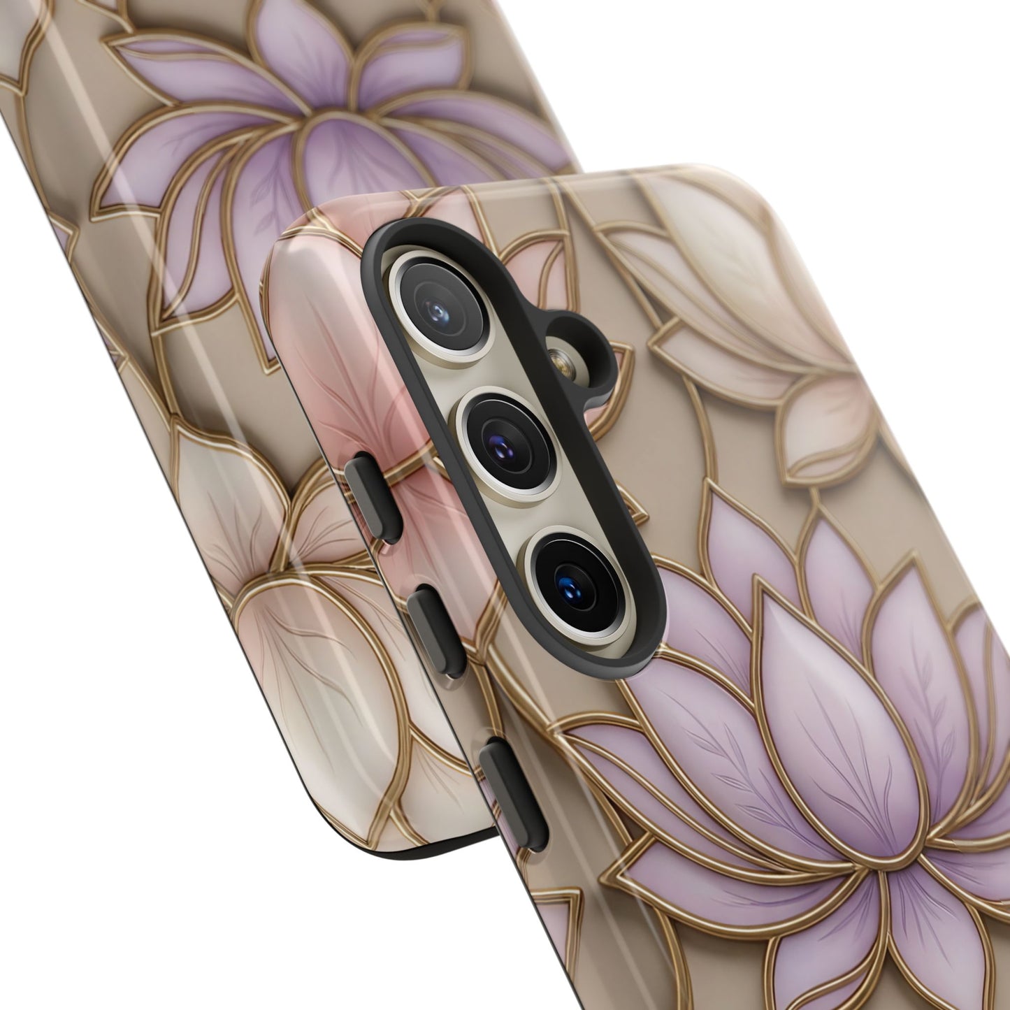 Personalized Lotus Floral Stained Glass Effect Tough Phone Case