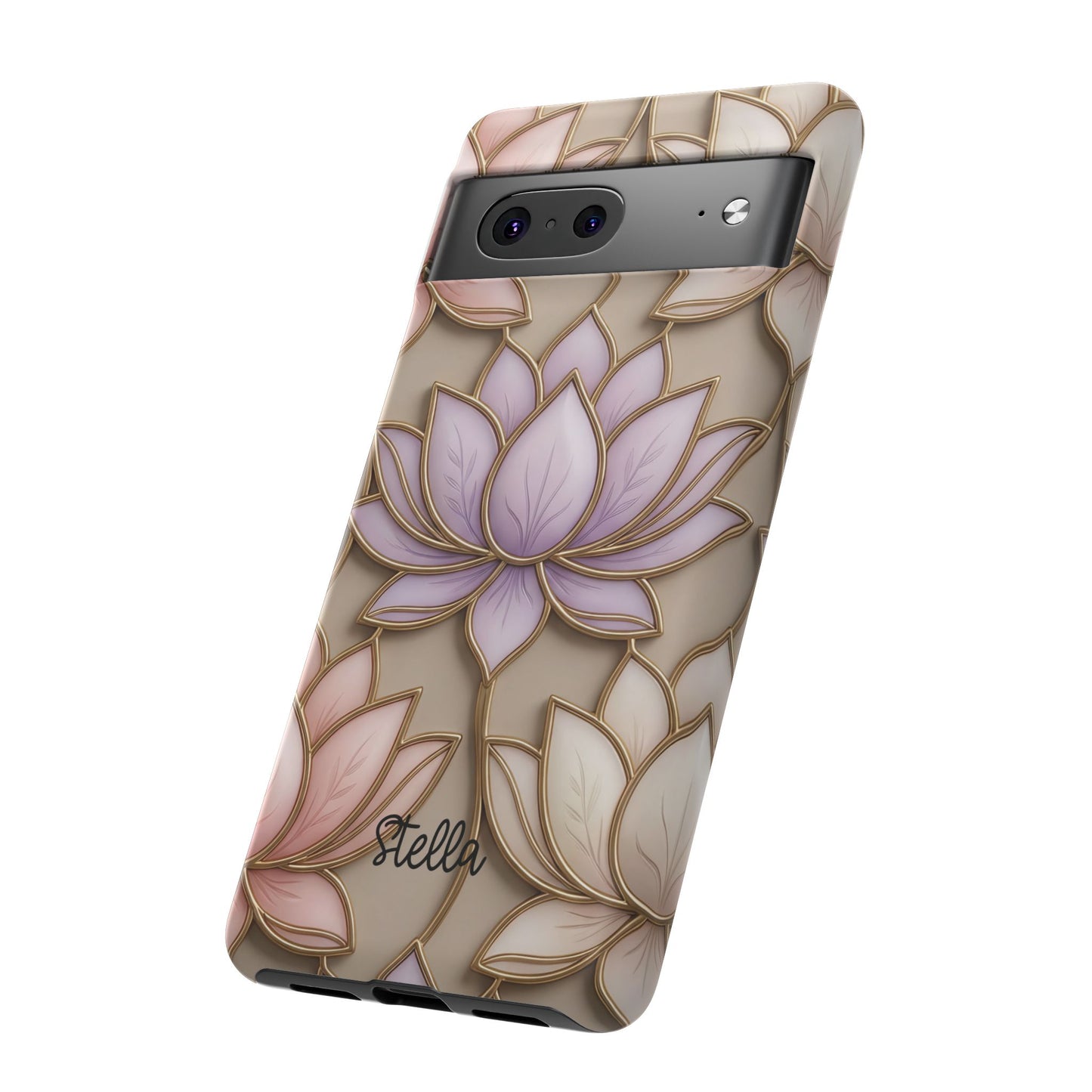 Personalized Lotus Floral Stained Glass Effect Tough Phone Case