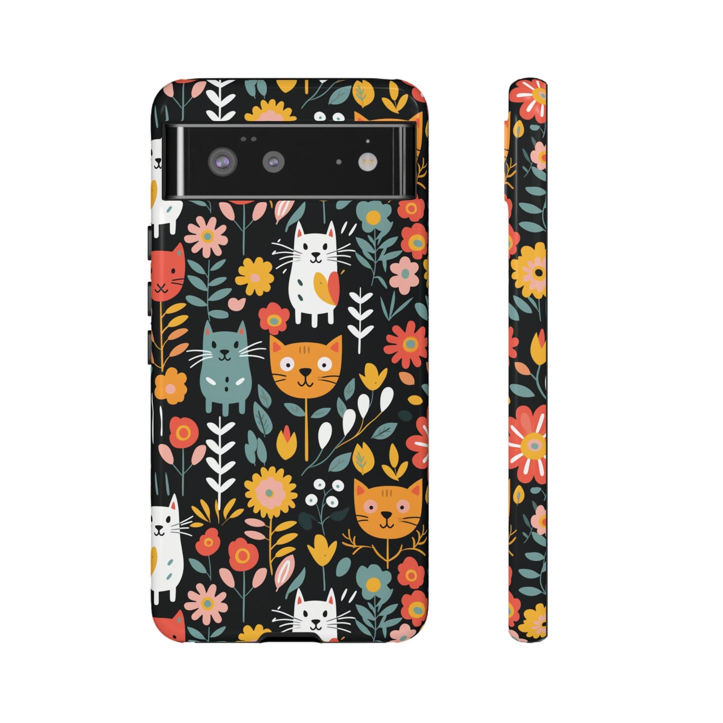 Whimsical Feline Garden iPhone, Samsung or Google Pixel Tough Cases
