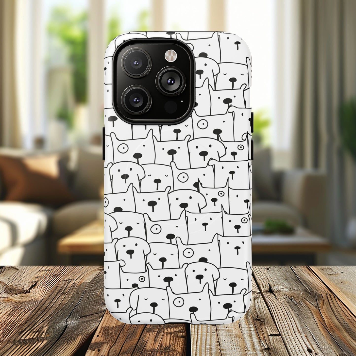 Cute Woof Line-Up iPhone Case, Tough Magnetic Case for Pet Lovers, Stylish Phone Accessory, Gift for Dog Owners, Protective Pet Case