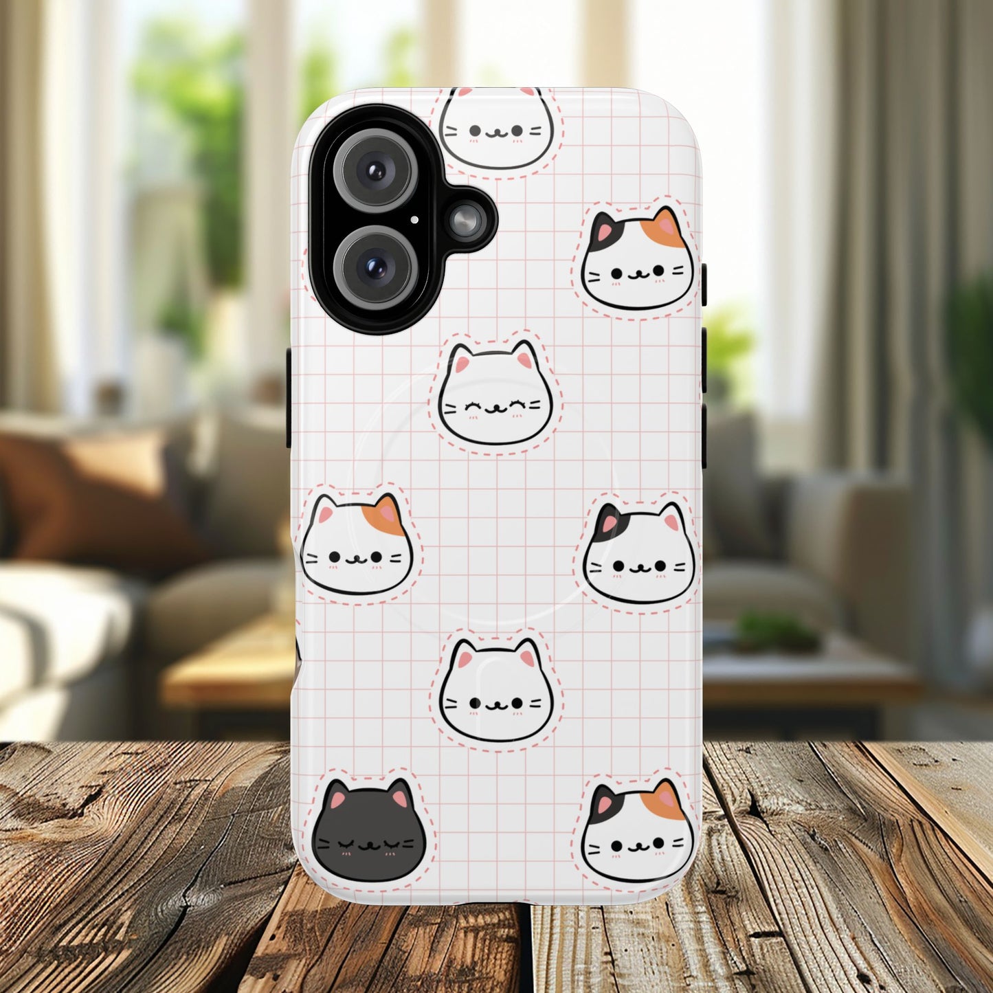 Cute Cat Tough Magnetic Case, iPhone Cover, Cat Lover Gift, Cute Cat Accessories, Pet-Themed iPhone Case