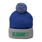 Pom-Pom Knit Cap with 'ELOHIM, GENESIS 1:1'  Embroidery Beanie - Stylish Winter Accessory for All Ages, Perfect Gift for Birthdays, Holidays, and Outdoor Activities