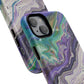 Stylish Purple Acrylic Tough Magnetic iPhone Cases, Unique Protective Cases for iPhone, Colorful Marble Design, Great Gift for iPhone Lovers
