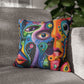 Psychedelic Visions Vibrant Abstract Art Pillowcase - Colorful Decorative Faux Suede Cushion Cover