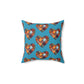 Turquoise Patchwork Heart Spun Polyester Square Pillow