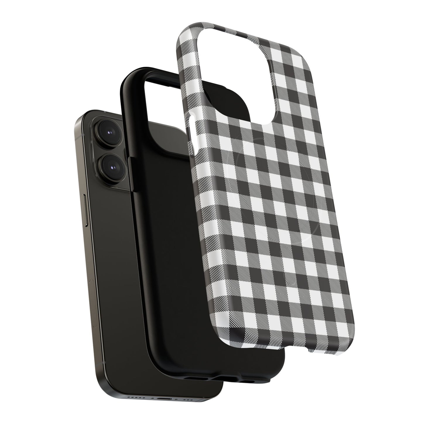 Black and White Gingham Phone Case, Tough Magnetic Cases, Stylish Phone Cover, Gift for Her, Trendy Phone Accessory, Checkered Print