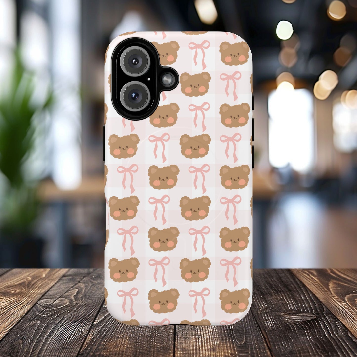 Cute Bear Pattern Magnetic Phone Case, Durable Animal Design, Gift for Kids, Trendy Case for iPhone, Cute Phone Accessory