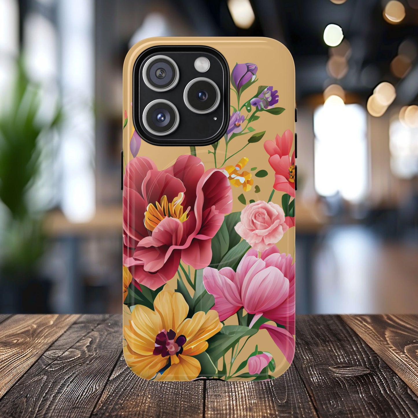 Sunset Botanica Tough iPhone Magnetic Case, Gifts for Her, MagSafe® iPhone® Tough Case, iPhone 13, 14, iPhone 15, iPhone 16, 17, Pro, Pro Max, Plus.