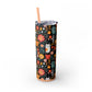 Whimsical Feline Garden Skinny Tumbler with Straw, 20oz