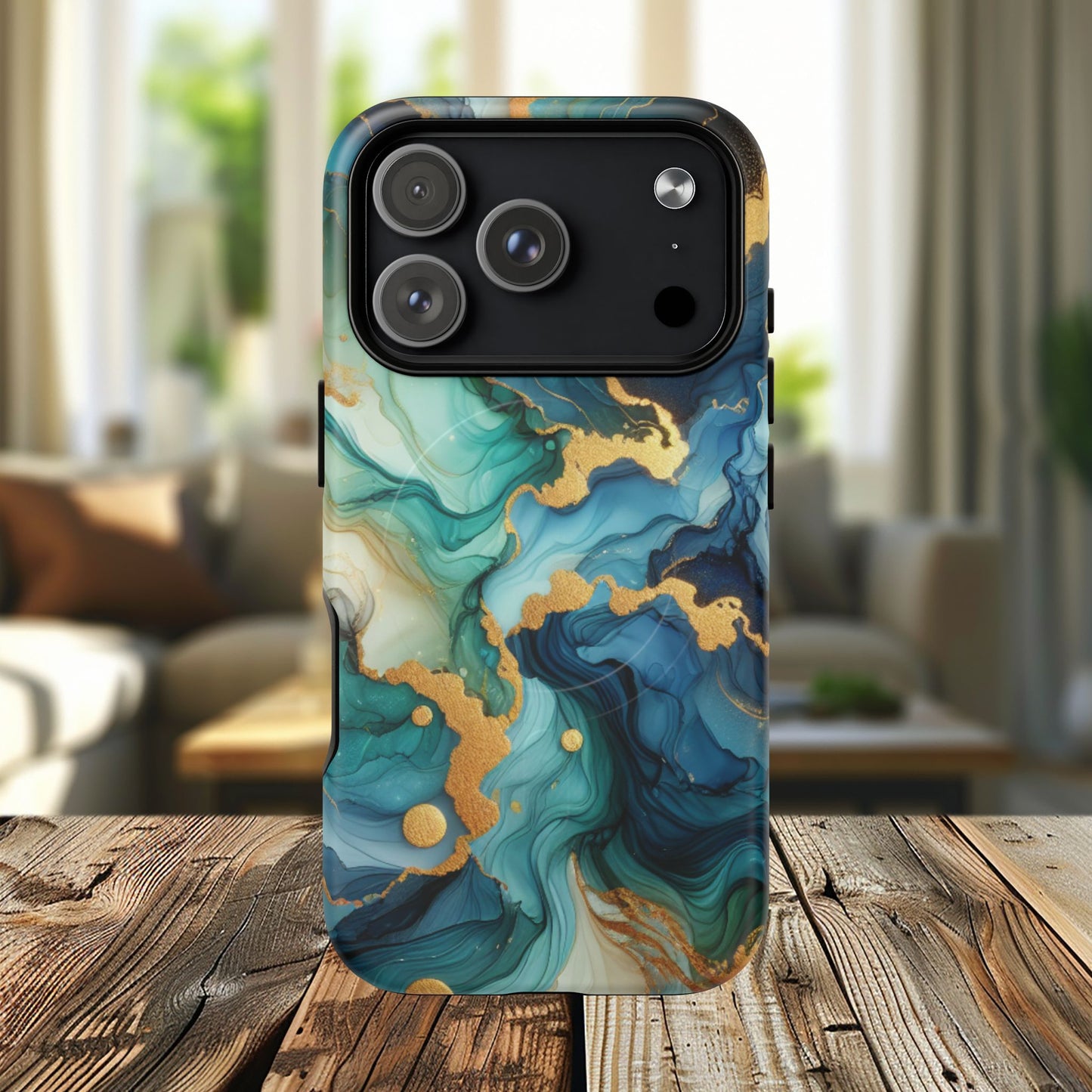 Ocean Quartz Luxe Marble Pattern Tough Magnetic iPhone Case, Phone Accessories, Luxury Gift, Durable iPhone Cover, Unique Design for iPhone Users.