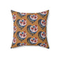 Brown Floral Heart Spun Polyester Square Pillow