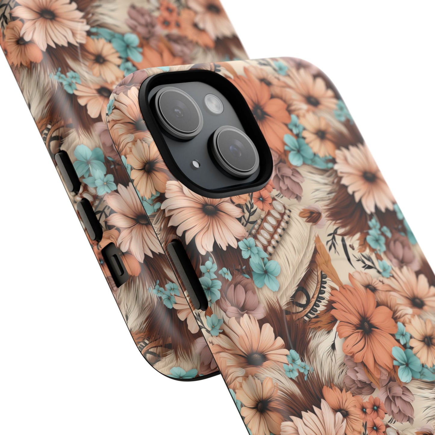 Spirit in Bloom Tough iPhone Magnetic Cases, Cute iPhone Accessories, Flower Design, Gifts for iPhone 14, 15, 16, 17, Pro Max, Boho Style, Western Style