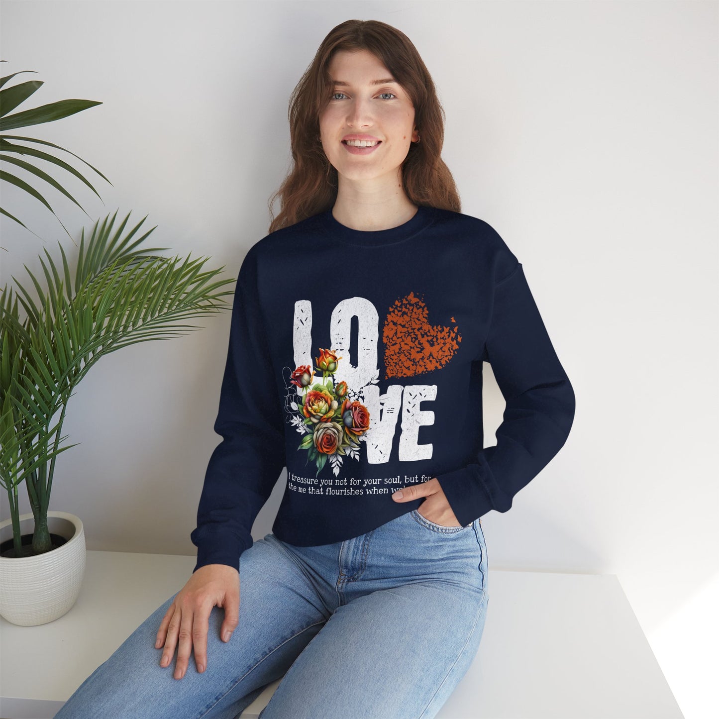 Love Always Gildan Crewneck Sweatshirt - Floral Design for Couples