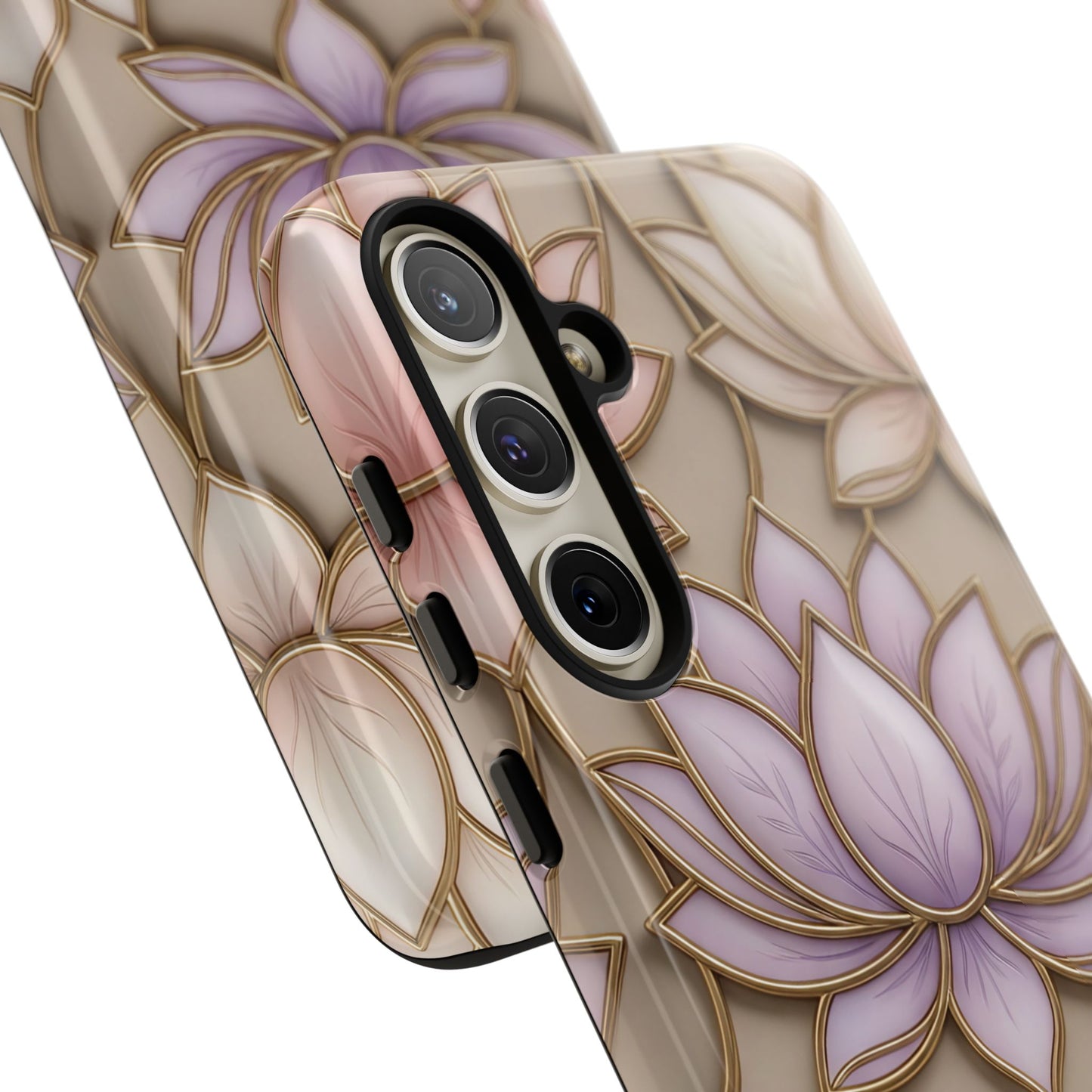 Personalized Lotus Floral Stained Glass Effect Tough Phone Case