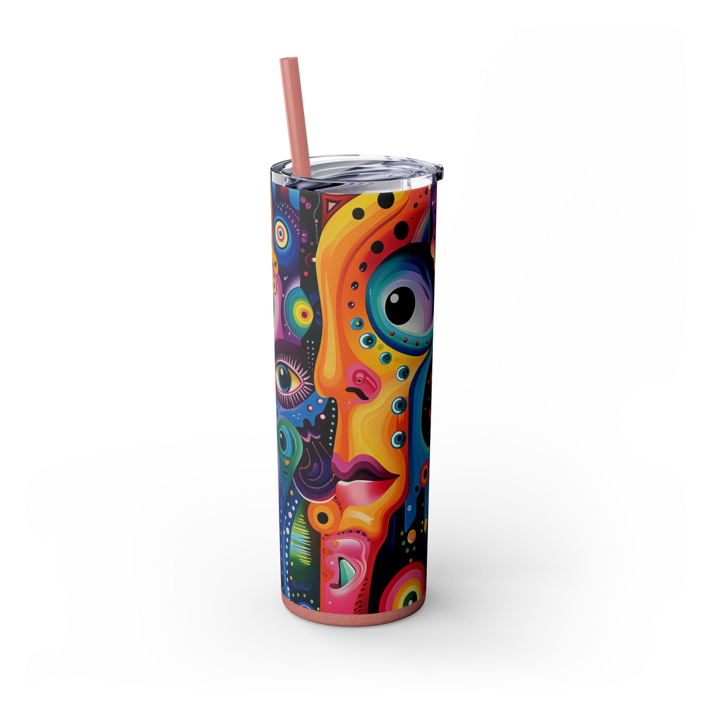 Psychedelic Visions Skinny Tumbler with Straw, 20oz