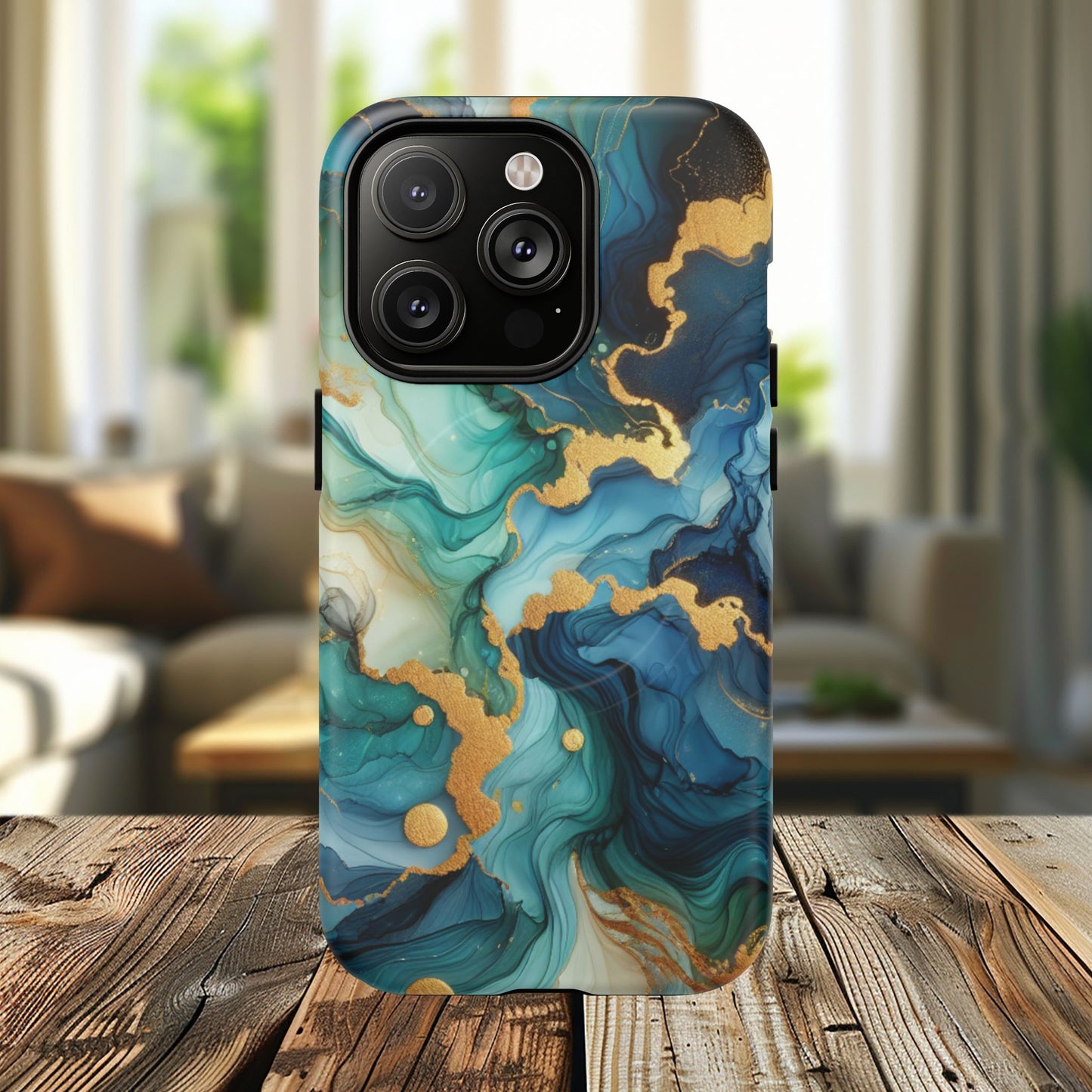 Ocean Quartz Luxe Marble Pattern Tough Magnetic iPhone Case, Phone Accessories, Luxury Gift, Durable iPhone Cover, Unique Design for iPhone Users.