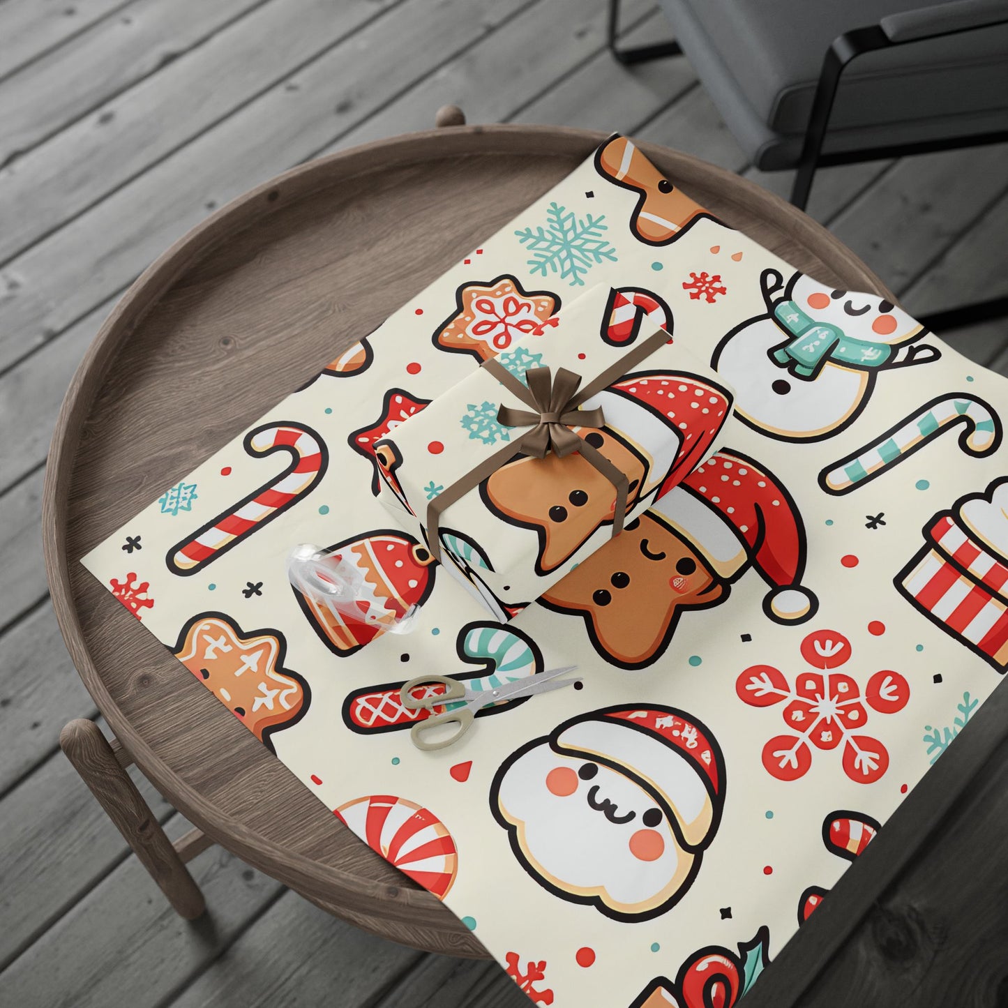 Wrapping Papers - Cream Ginger Bread Holiday Collection - Matte or Glossy Finish - 90gsm Paper