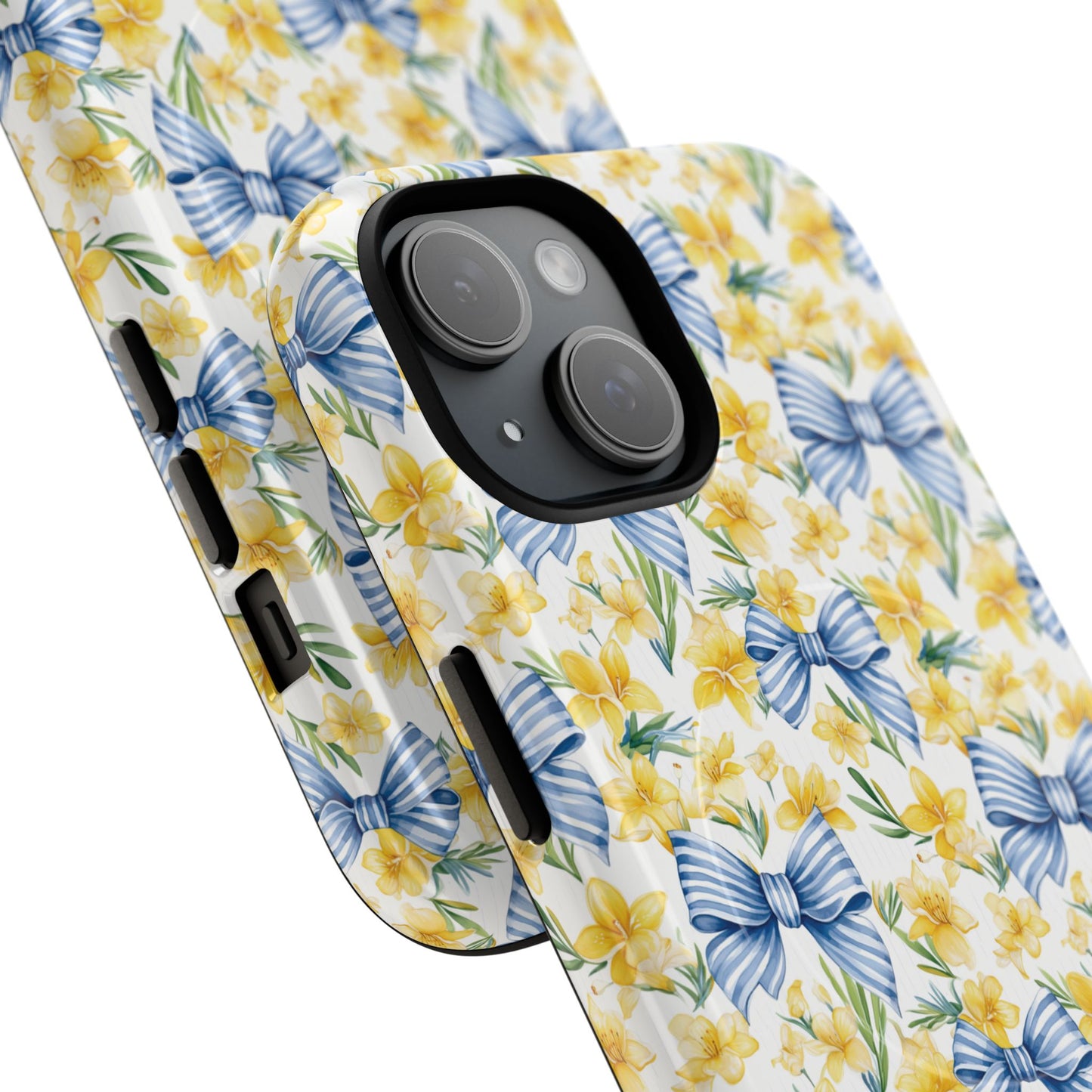 Sunshine Blue Coquette Bows Tough iPhone Magnetic Case for iPhones, Cute iPhone Cover, Spring Gift, Durable Case, Custom iPhone Protection