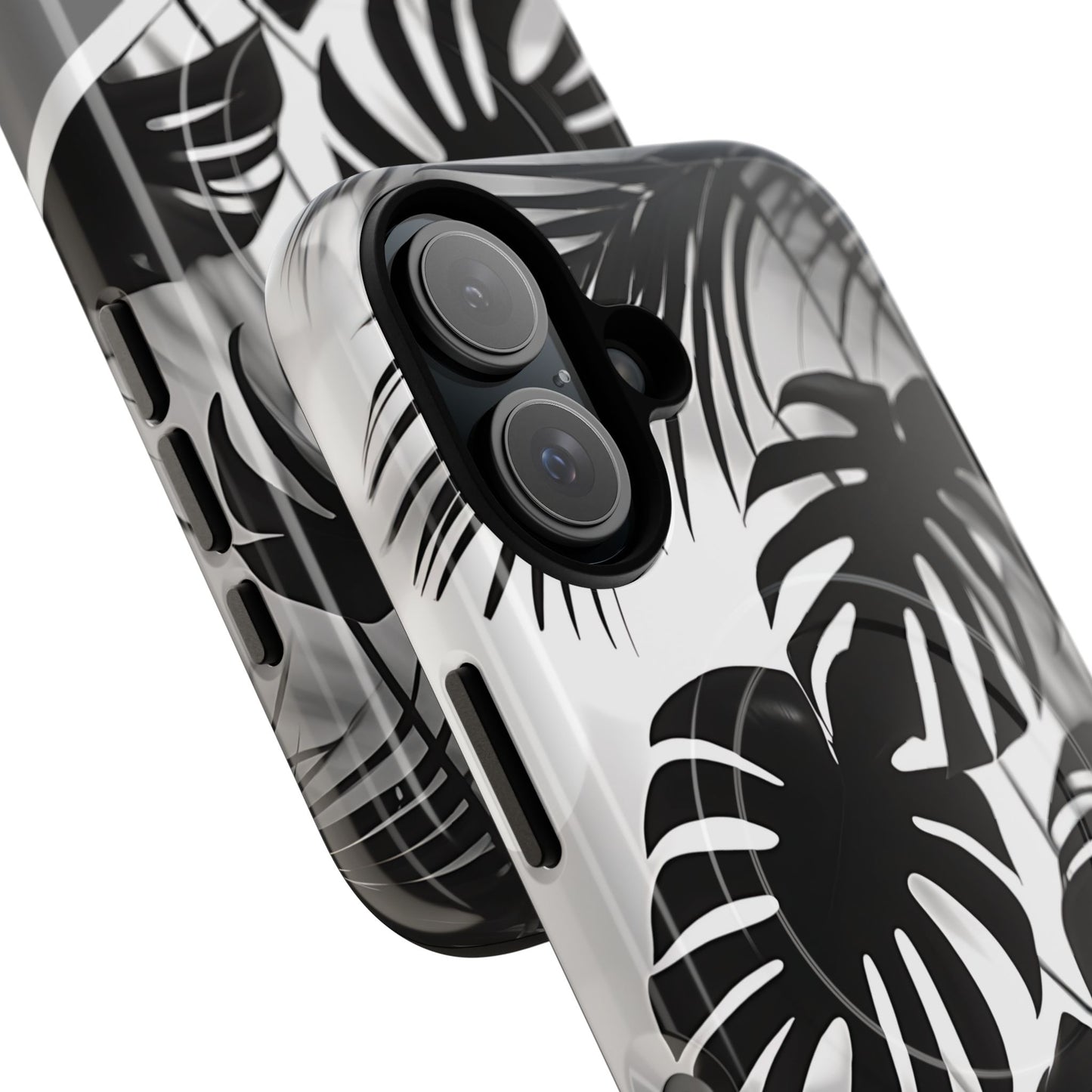 Personalized Monochrome Monstera Tropical Phone Case - Tough Magnetic MagSafe® Cases, Gifts for Nature Lovers, Stylish Phone Accessories, Gifts for Her.