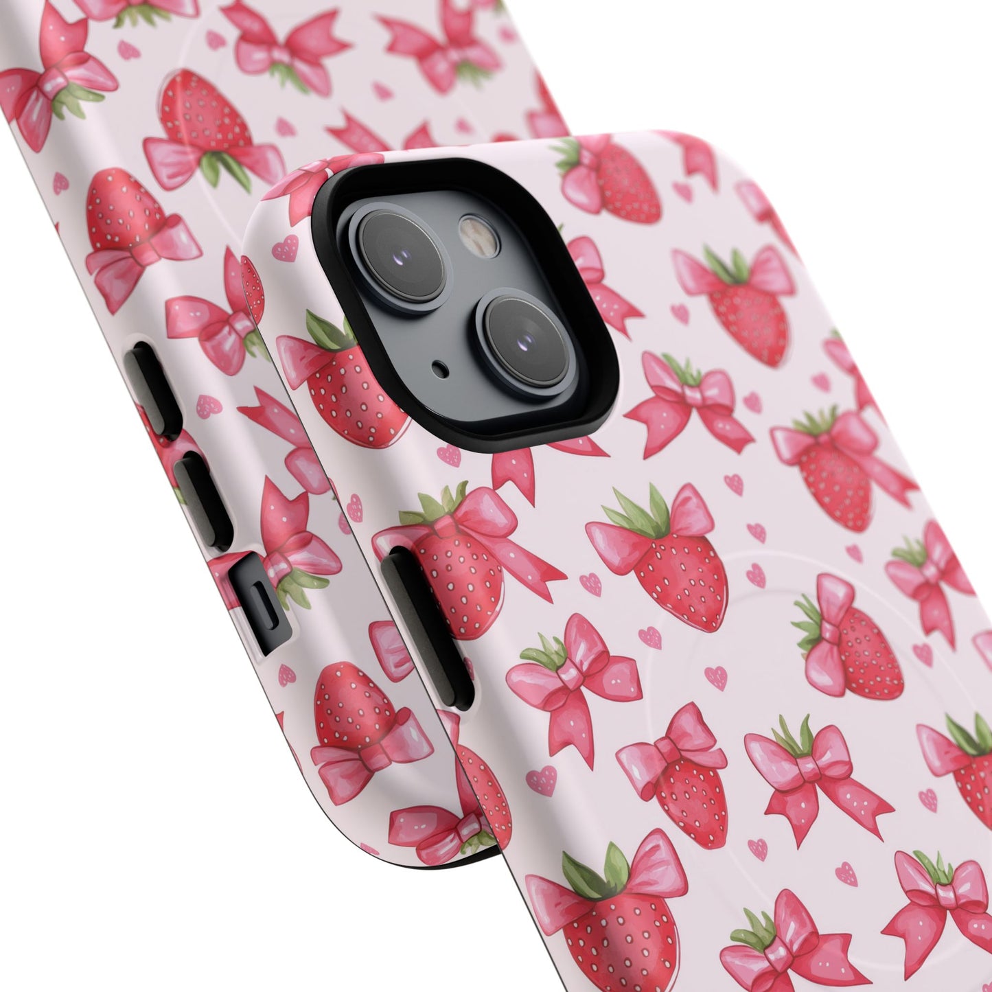 Strawberry Coquette Sweetheart Magnetic iPhone Case, Cute iPhone Cover, Gift for Her, Floral Tech Accessory, Stylish Protection, Mother's Day Gift