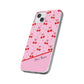 Personalized Cherry Blossom Dreams Flexi Case — Pink Retro Cherry iPhone® 7/8, 11, 12, 13, 14, 15, 16, 17, X/XS, SE, XR, Mini, Pro, Pro Max, Plus Cases.
