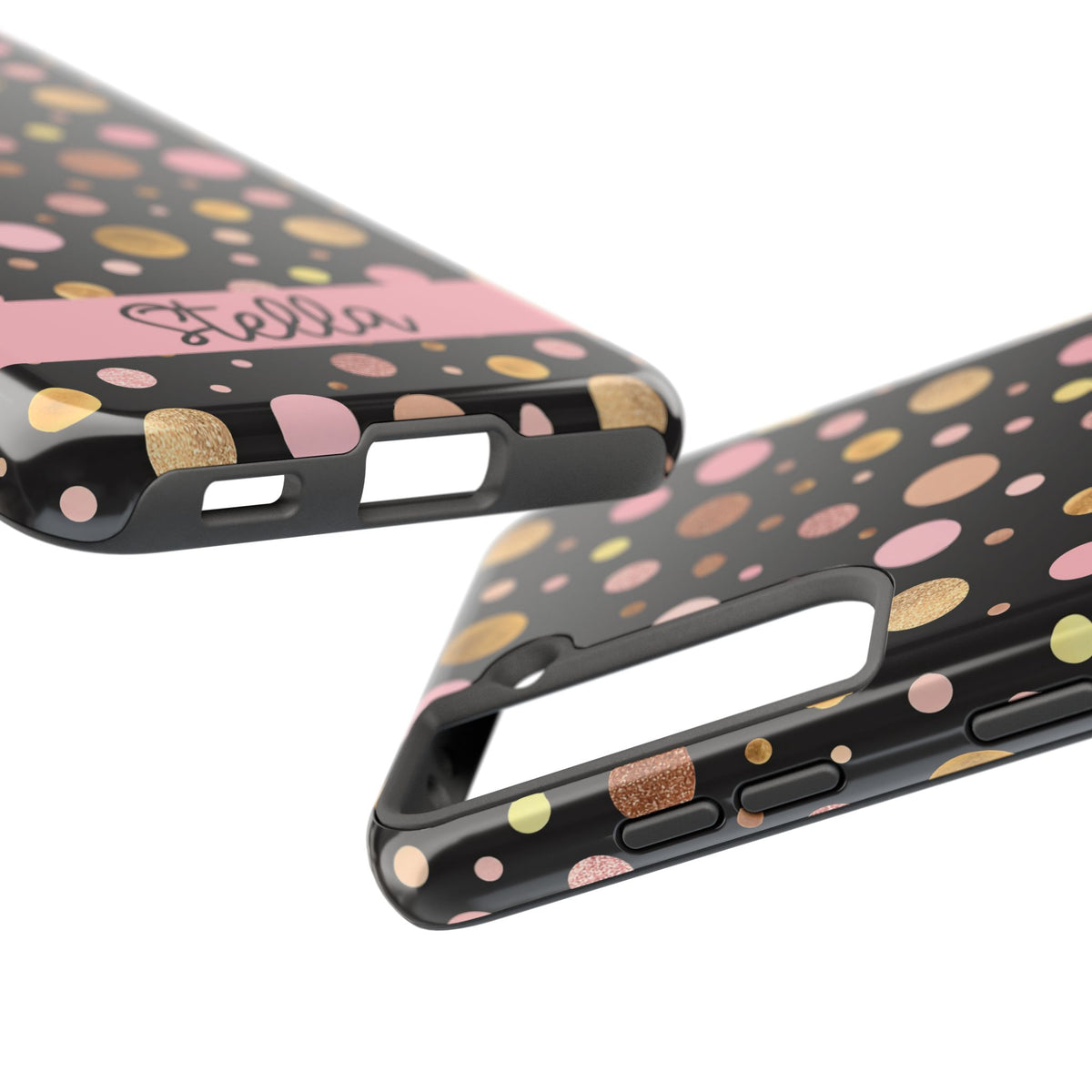 Personalized Gold & Pink Confetti Tough Phone Case — Glitter Dot Protective Phone Cover