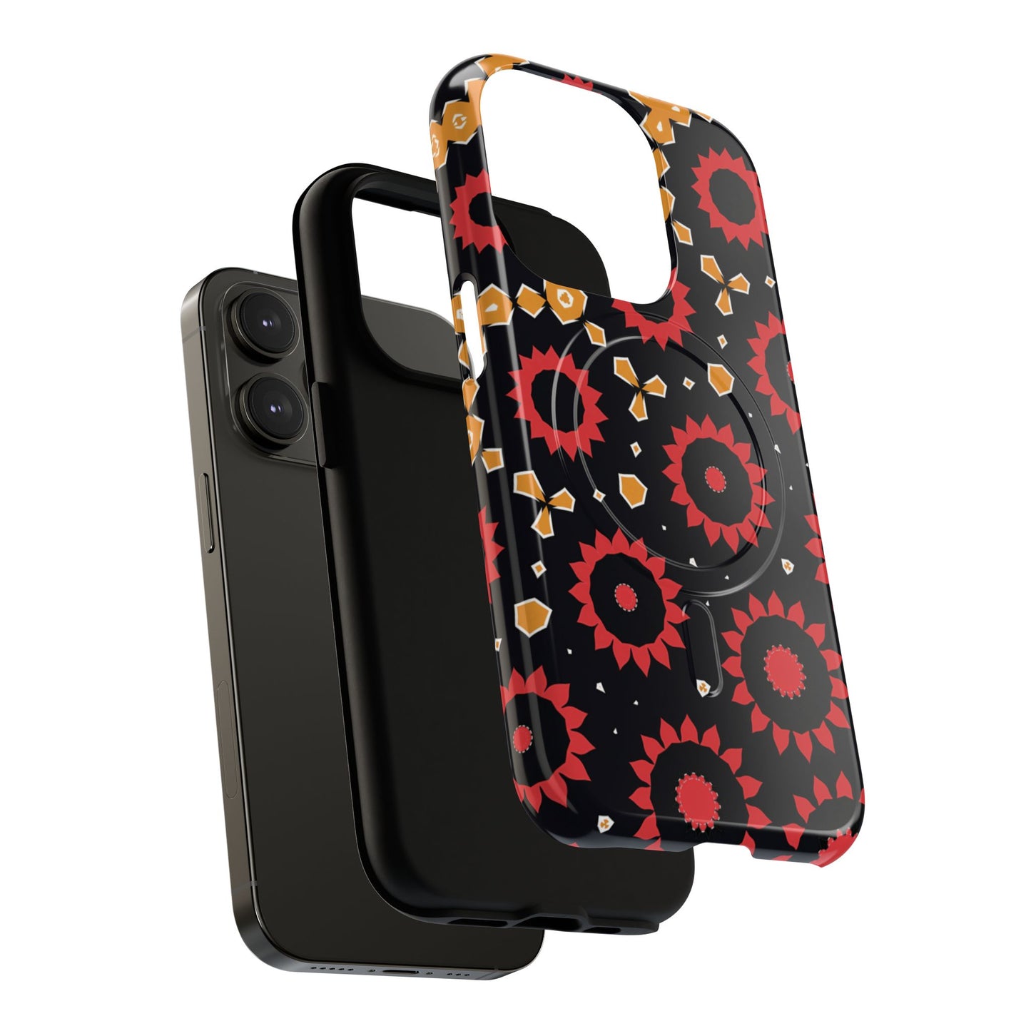 Midnight Ember Bloom Tough Magnetic iPhone Case, Bohemian Floral Design, Stylish iPhone Protection, Gift for Her, Trendy iPhone Accessories
