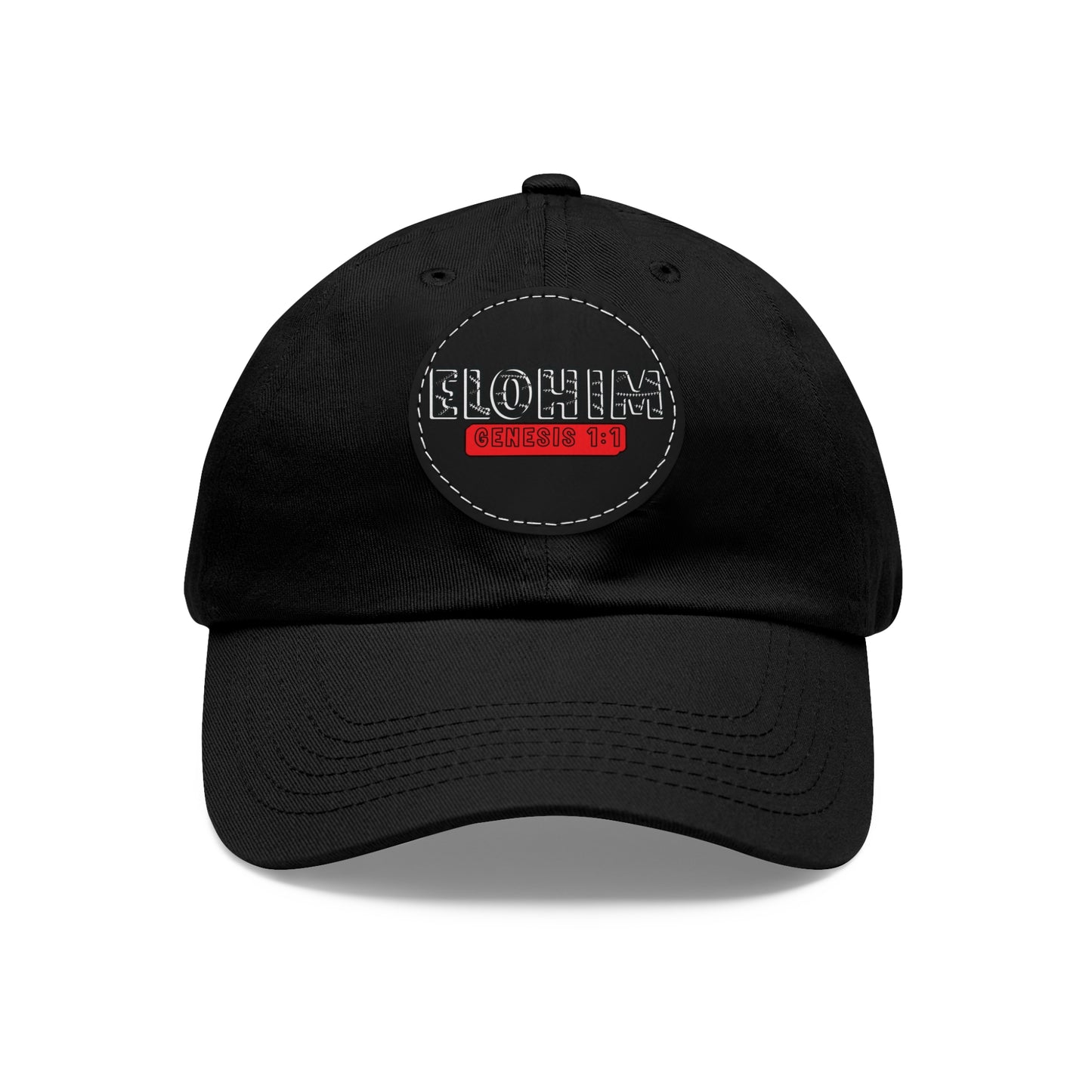 'ELOHIM, GENESIS 1:1- Stylish Dad Hat with Leather Patch | a Unisex Gift, Casual Wear, Summer Accessory, Unique Outdoor Cap, Adjustable Sun Hat, Christian Gift