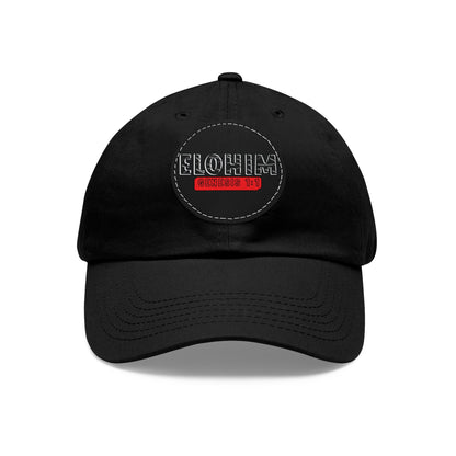 'ELOHIM, GENESIS 1:1- Stylish Dad Hat with Leather Patch | a Unisex Gift, Casual Wear, Summer Accessory, Unique Outdoor Cap, Adjustable Sun Hat, Christian Gift