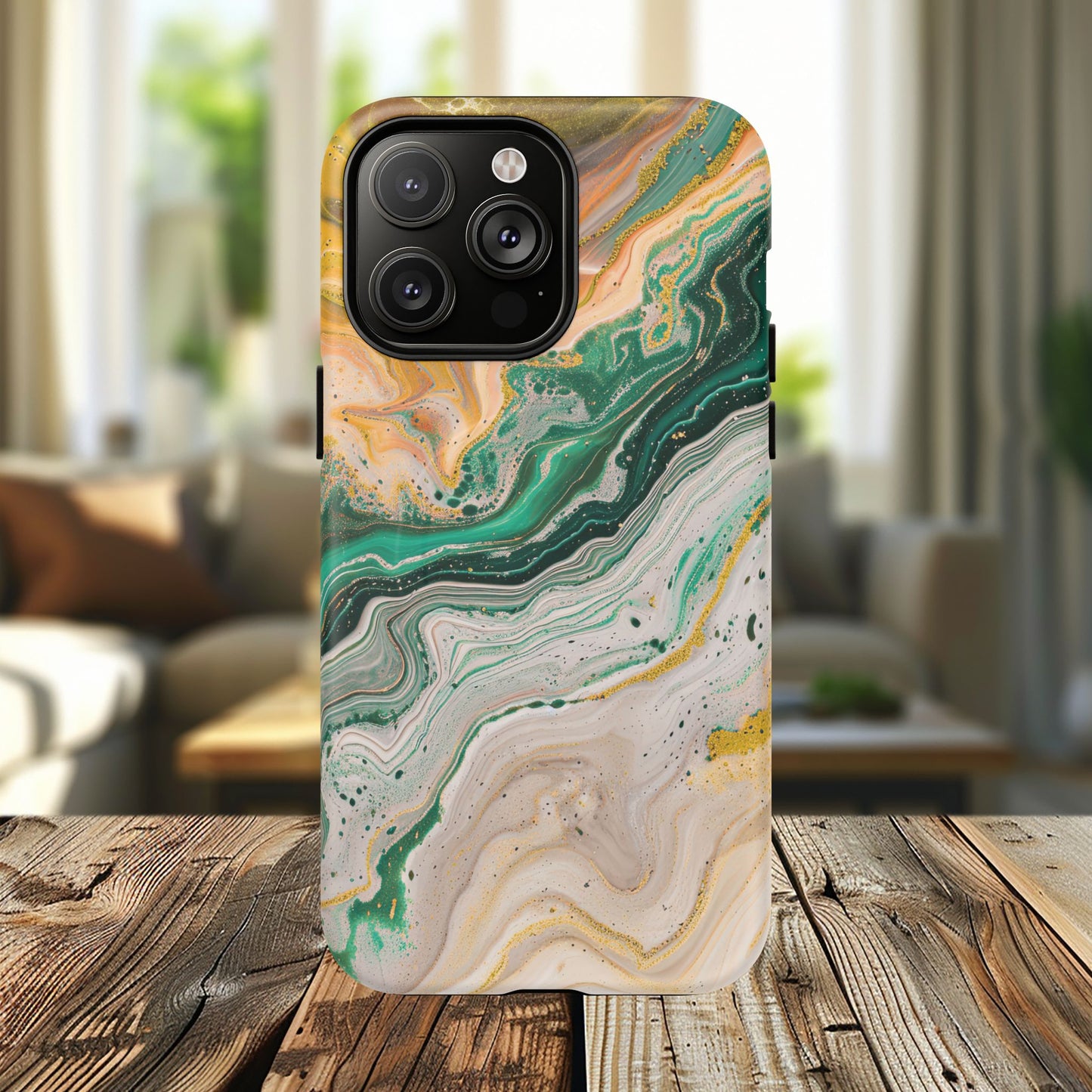Magnetic iPhone Cases with Green Marble Design, Tough Magnetic Cases, iPhone Accessories, Gift for Her, Trendy iPhone Cover